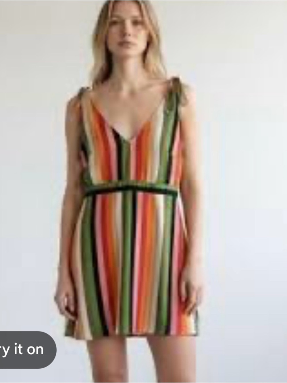 Gianni Bini Rainbow Stripe Tie Strap V-Neck Mini Dress Size 0 Boho